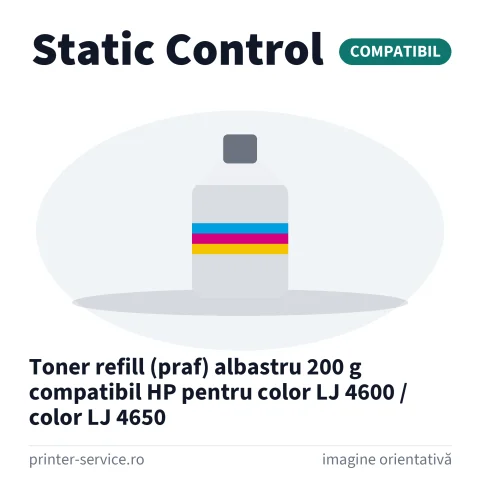 Toner refill (praf) albastru 200 g compatibil HP pentru color LJ 4600 / color LJ 4650 (Static Control)