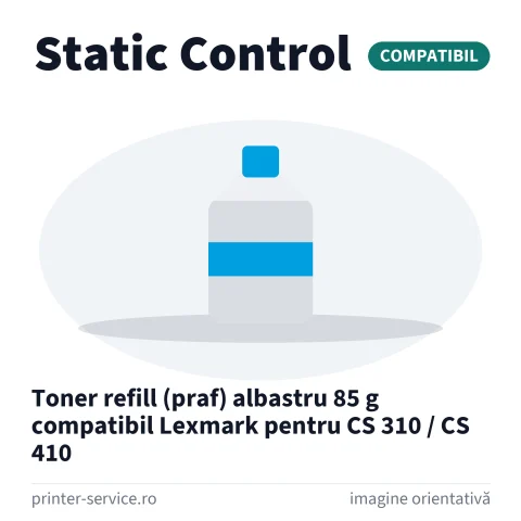 Toner refill (praf) albastru 85 g compatibil Lexmark pentru CS 310 / CS 410 (Static Control)