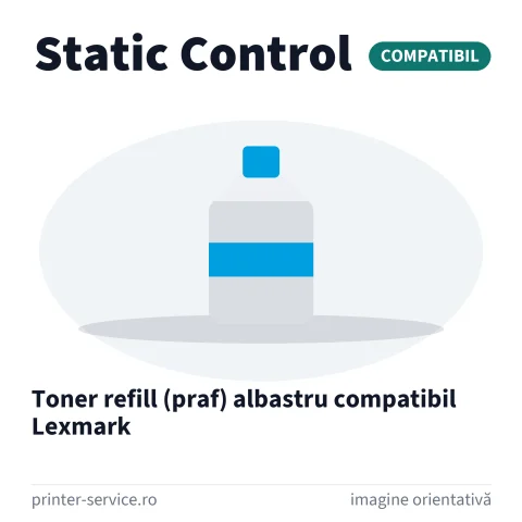 Toner refill (praf) albastru compatibil Lexmark (Static Control)