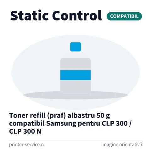 Toner refill (praf) albastru 50 g compatibil Samsung pentru CLP 300 / CLP 300 N (Static Control)
