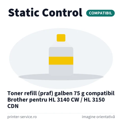 Toner refill (praf) galben 75 g compatibil Brother pentru HL 3140 CW / HL 3150 CDN (Static Control)