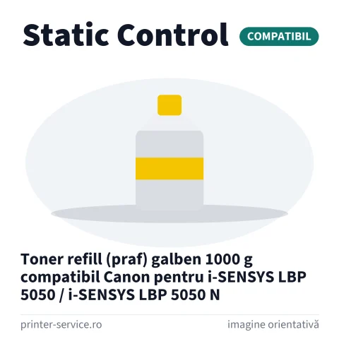Toner refill (praf) galben 1000 g compatibil Canon pentru i-SENSYS LBP 5050 / i-SENSYS LBP 5050 N (Static Control)
