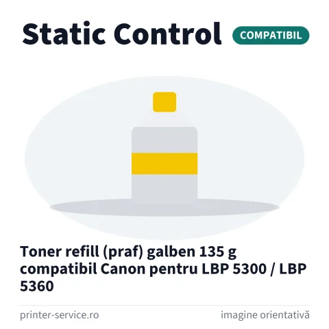Toner refill (praf) galben 135 g compatibil Canon pentru LBP 5300 / LBP 5360 (Static Control)