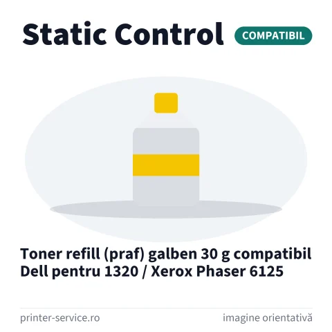 Toner refill (praf) galben 30 g compatibil Dell pentru 1320 / Xerox Phaser 6125 (Static Control)