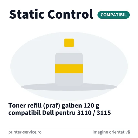 Toner refill (praf) galben 120 g compatibil Dell pentru 3110 / 3115 (Static Control)
