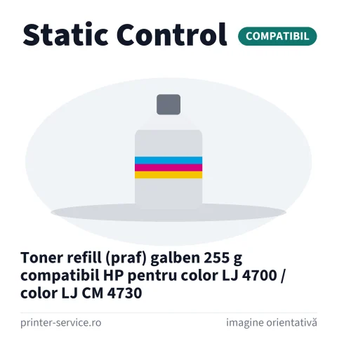 Toner refill (praf) galben 255 g compatibil HP pentru color LJ 4700 / color LJ CM 4730 (Static Control)