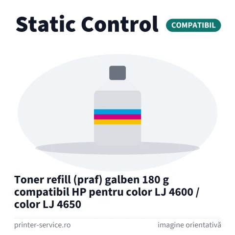 Toner refill (praf) galben 180 g compatibil HP pentru color LJ 4600 / color LJ 4650 (Static Control)