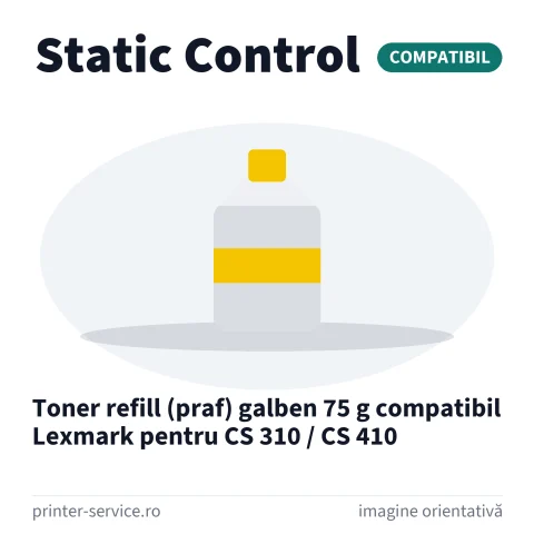 Toner refill (praf) galben 75 g compatibil Lexmark pentru CS 310 / CS 410 (Static Control)