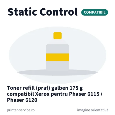 Toner refill (praf) galben 175 g compatibil Xerox pentru Phaser 6115 / Phaser 6120 (Static Control)