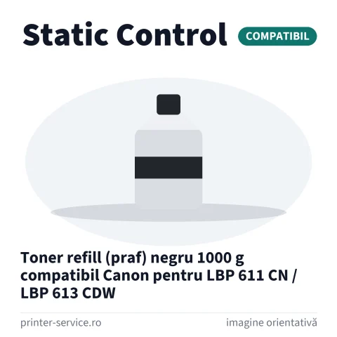 Toner refill (praf) negru 1000 g compatibil Canon pentru LBP 611 CN / LBP 613 CDW (Static Control)