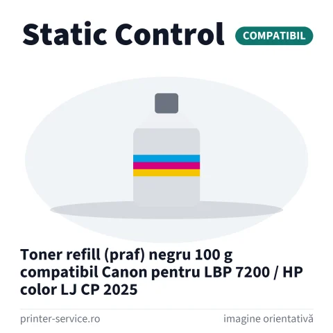 Toner refill (praf) negru 100 g compatibil Canon pentru LBP 7200 / HP color LJ CP 2025 (Static Control)