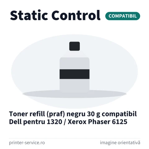 Toner refill (praf) negru 30 g compatibil Dell pentru 1320 / Xerox Phaser 6125 (Static Control)