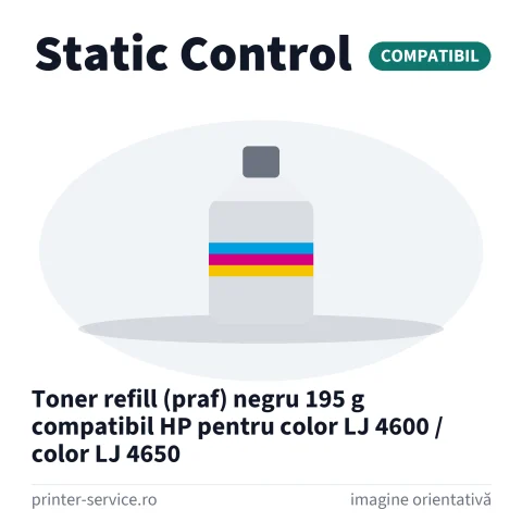 Toner refill (praf) negru 195 g compatibil HP pentru color LJ 4600 / color LJ 4650 (Static Control)