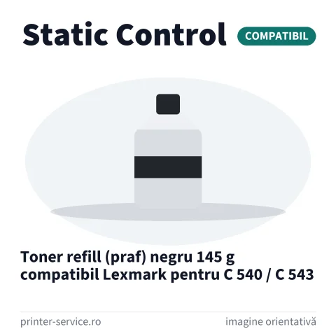Toner refill (praf) negru 145 g compatibil Lexmark pentru C 540 / C 543 (Static Control)