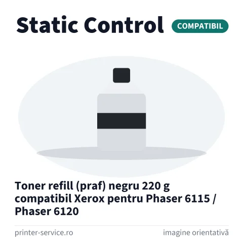 Toner refill (praf) negru 220 g compatibil Xerox pentru Phaser 6115 / Phaser 6120 (Static Control)