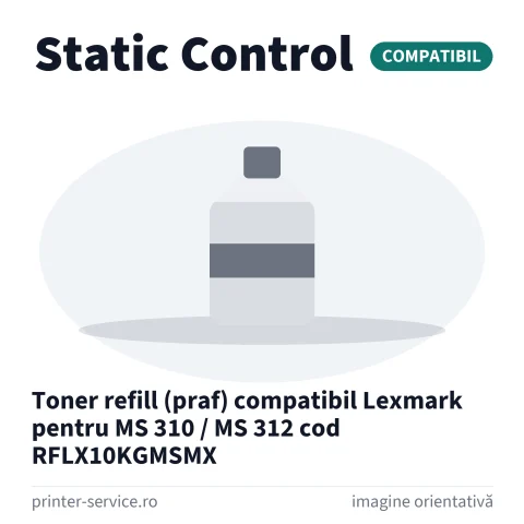 Toner refill (praf) compatibil Lexmark pentru MS 310 / MS 312 cod RFLX10KGMSMX (Static Control)