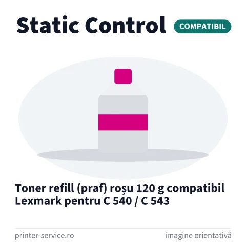 Toner refill (praf) roșu 120 g compatibil Lexmark pentru C 540 / C 543 (Static Control)