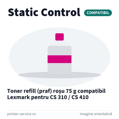 Toner refill (praf) roșu 75 g compatibil Lexmark pentru CS 310 / CS 410 (Static Control)