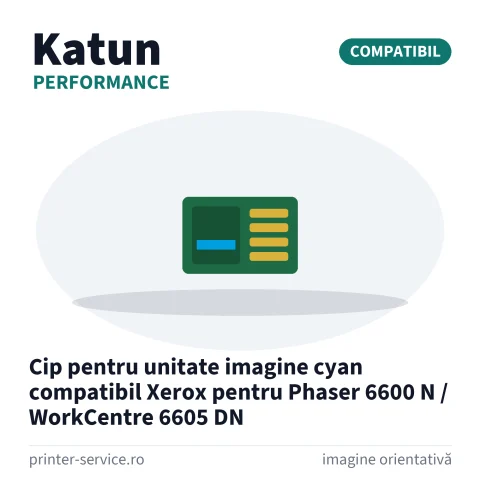 Cip pentru unitate imagine cyan compatibil Xerox pentru Phaser 6600 N / WorkCentre 6605 DN (Katun Performance)