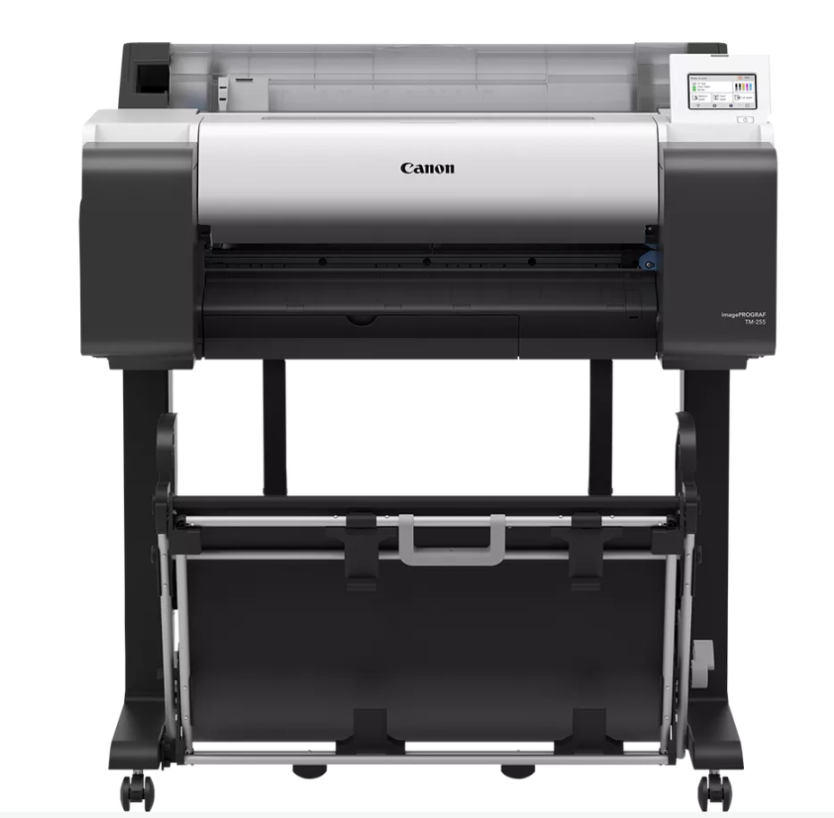 Plotter Canon imagePROGRAF TM-255 + HDD 500GB, 24"(610mm), format A1, 5 culori, rezolutie max 2400x1200dpi, memorie 2GB, limbaje de imprimare: HP-GL/2, HP RTL, PDF (Ver. 1.7), JPEG (Ver. JFIF 1.02), CALS G4 (submission via FTP only), display LCD 4.3"