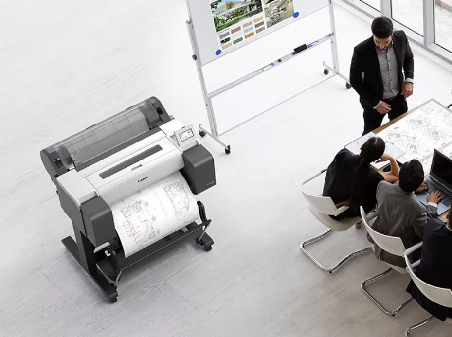 Plotter Canon imagePROGRAF TM-255 + HDD 500GB, 24"(610mm), format A1, 5 culori, rezolutie max 2400x1200dpi, memorie 2GB, limbaje de imprimare: HP-GL/2, HP RTL, PDF (Ver. 1.7), JPEG (Ver. JFIF 1.02), CALS G4 (submission via FTP only), display LCD 4.3" — poza 3