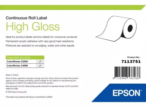 Etichete High Gloss Label, Continuous Roll, 76mm x 33m