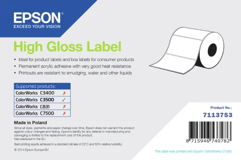 Etichete High Gloss Label, Die-Cut Roll, 102mm x 51mm, 610 Labels