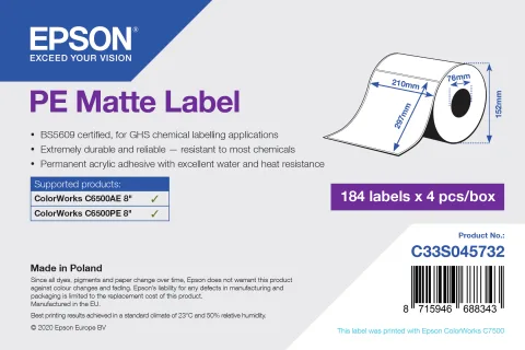 Etichete Premium Matte Label 109GMP 210x297MM 184 Labels C6500AE C6500PE