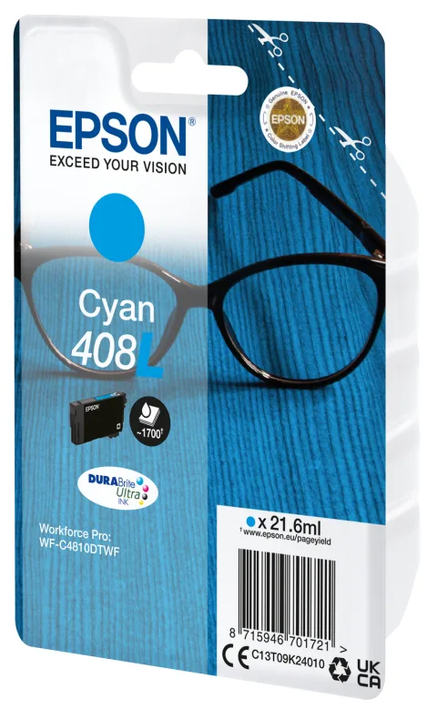 Epson Cerneală 408L Ochelari DURABrite Ultra, Cyan – cartuș unic