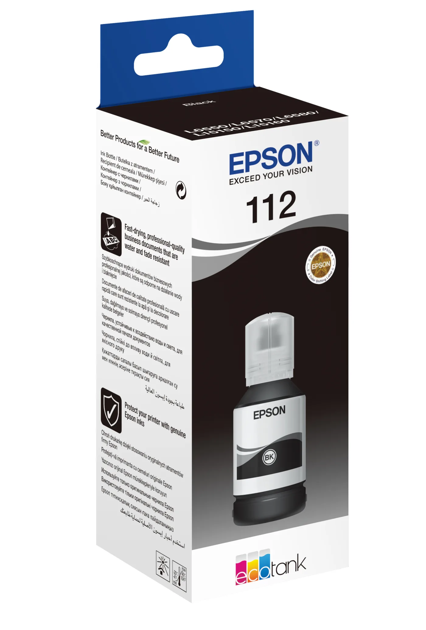 Epson 112 EcoTank Pigment Black ink bottle — poza 2