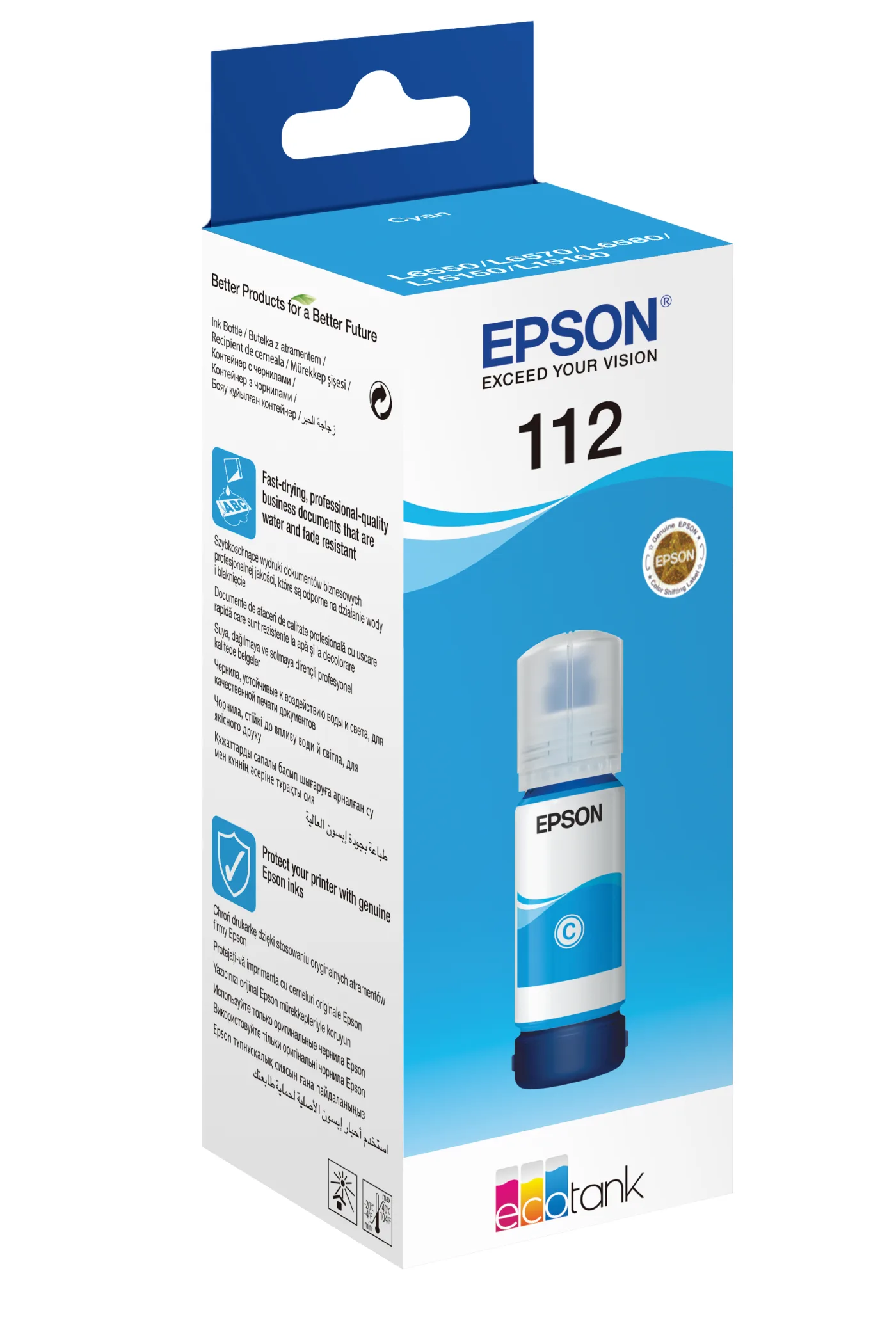Epson 112 EcoTank Pigment Cyan ink bottle — poza 2
