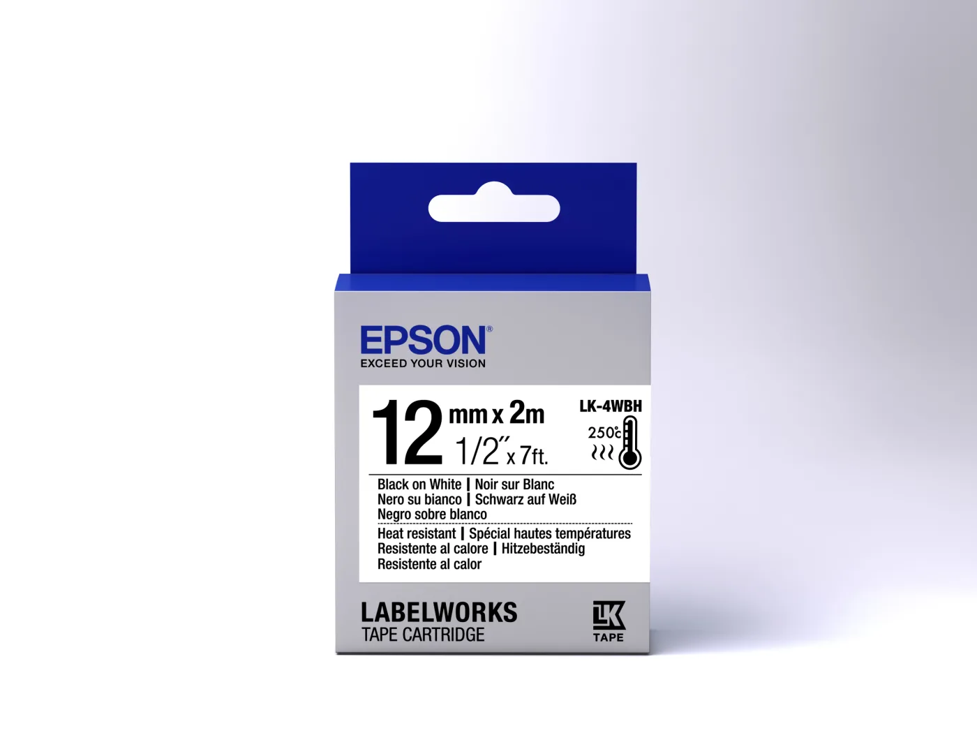 Epson Label Cartridge Heat Resistant LK-4WBH Black/White 12mm (2m) — poza 2
