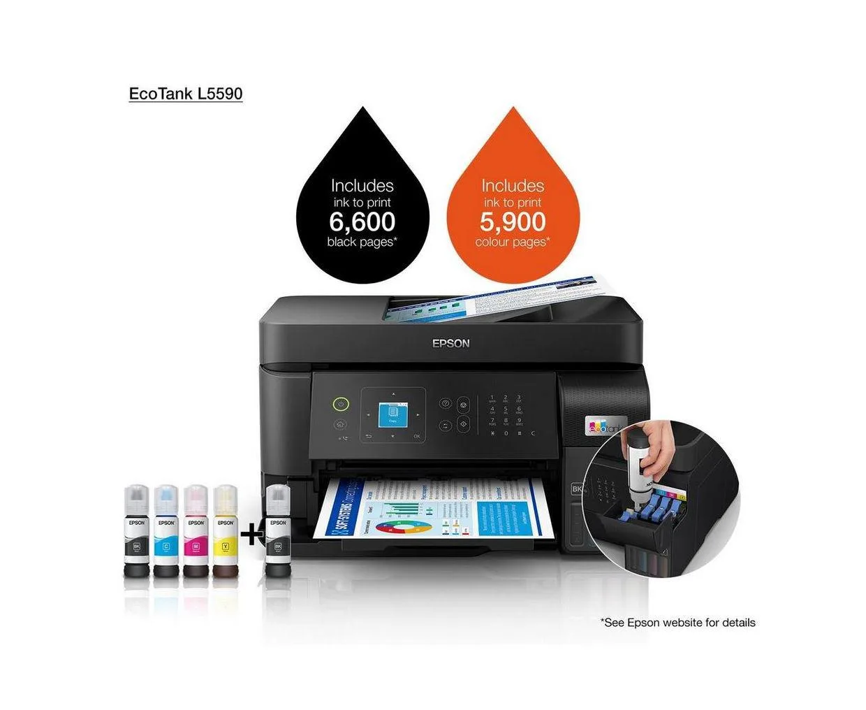 Multifuncțional inkjet Epson EcoTank L5590, CISS, format A4, color, USB + LAN + Wi-Fi — poza 2