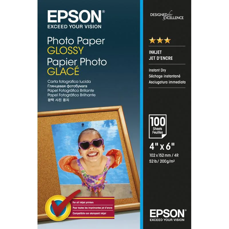 Hârtie foto Epson S042548, dimensiune 10x15cm, 100 coli, tip glossy, greutate 200g/m2